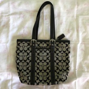 Coach black signature tote style handbag